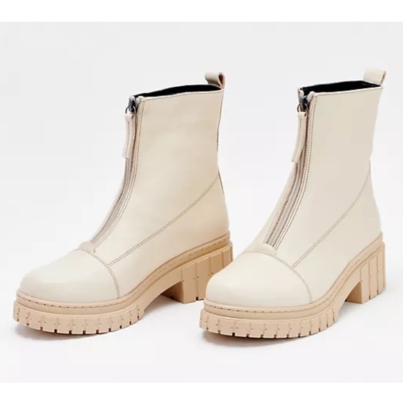 Sheridan Mia Shoes - Sheridan Mia Leather Front-Zip Ankle Boots - Bonaire (Beige 8.5 - 9)